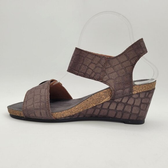 Taos Carousel 2 Women's Sz 6 to 6.5 EU 37 Deep Bronze Wedge Sandals 2 Strap - Picture 3 of 15